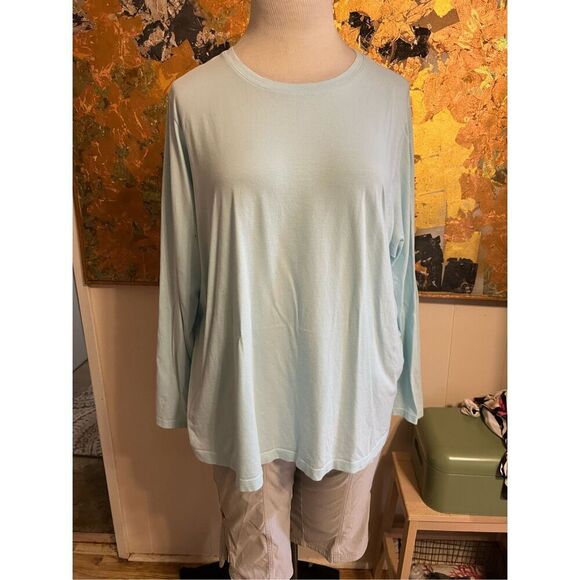 Lands End Plus Size 100% Cotton Lt Blue Tee 2x - Picture 2 of 6